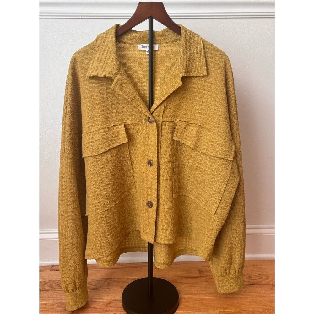Sewn + Seen Mustard Textured Shacket Jacket Lightweight Oversized M